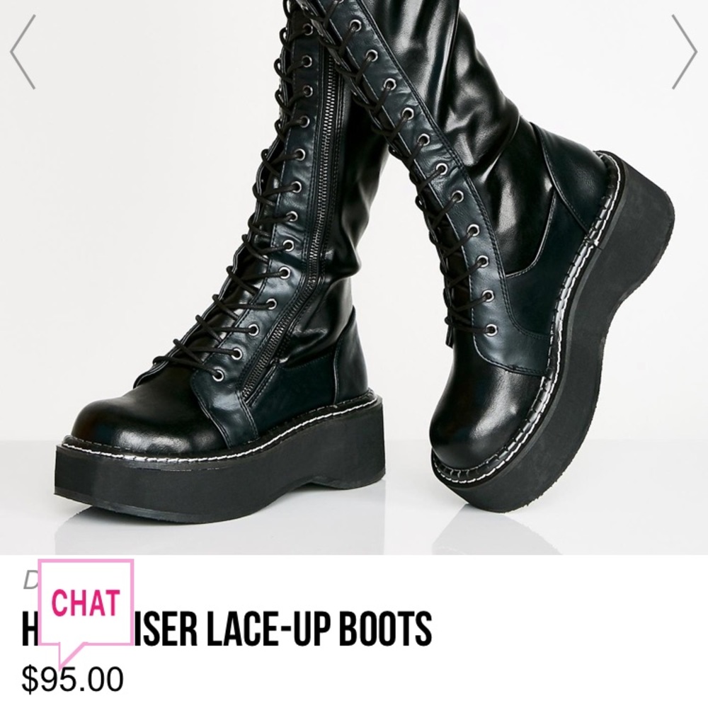 Knee high lace up platform combat boots